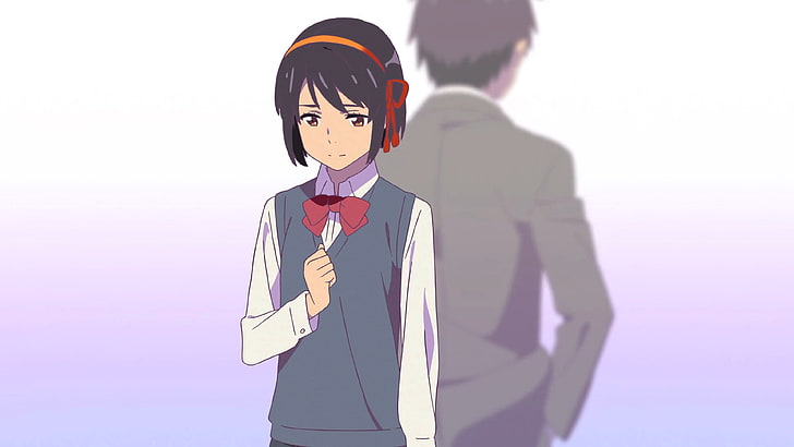Makoto Shinkai , Kimi no Na Wa, waist up, front view, well-dressed