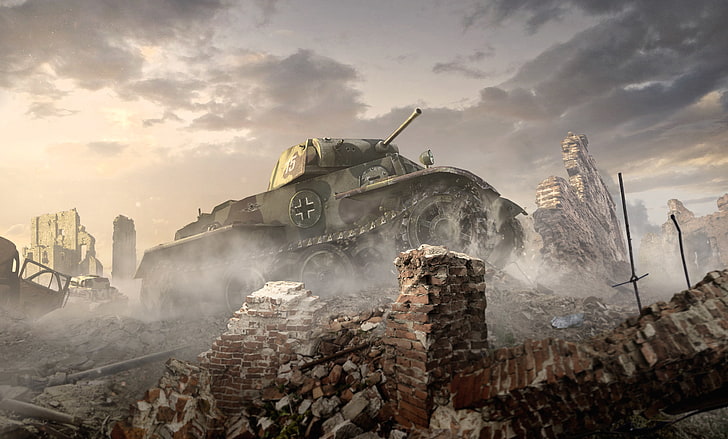 gray and green army tank wallpaper, The sky, Clouds, Dust, Smoke HD wallpaper