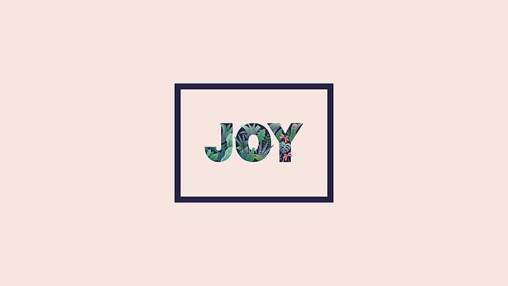 Joy logo, illustration, typography, leaves, jungle, copy space, HD wallpaper