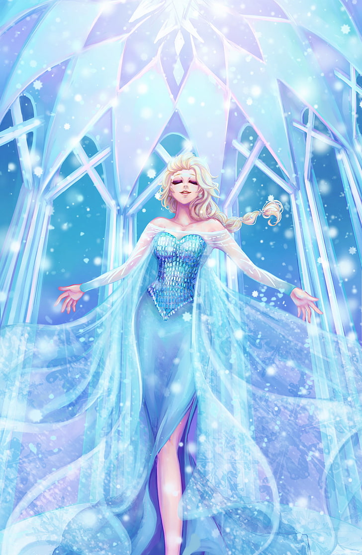 cartoon, Frozen (movie), Princess Elsa, fan art, beauty, one person, HD wallpaper