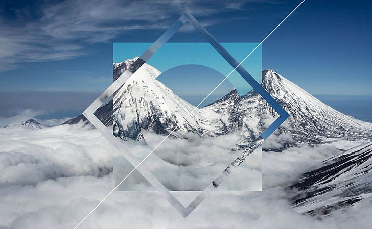 mountain coated with snow, polyscape, mountains, digital art, HD wallpaper