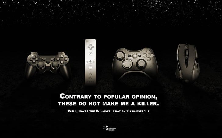 assorted controllers with text overlay, humor, video games, PlayStation 3, HD wallpaper