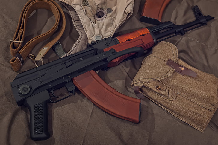 brown and black rifle, speed, machine, cartridge, bullets, USSR, HD wallpaper