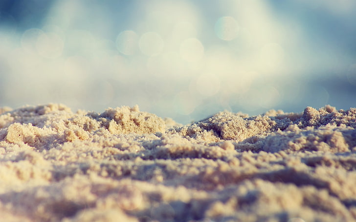 sand, sea, macro, beach, selective focus, no people, close-up, HD wallpaper