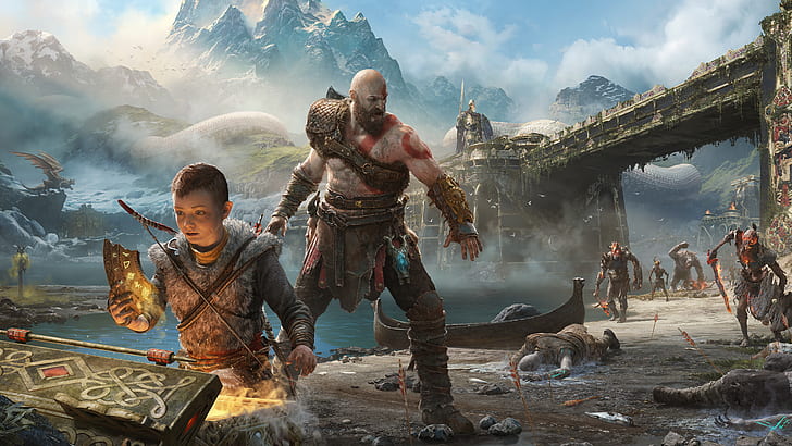 Kratos and Atreus in  God of War, HD wallpaper