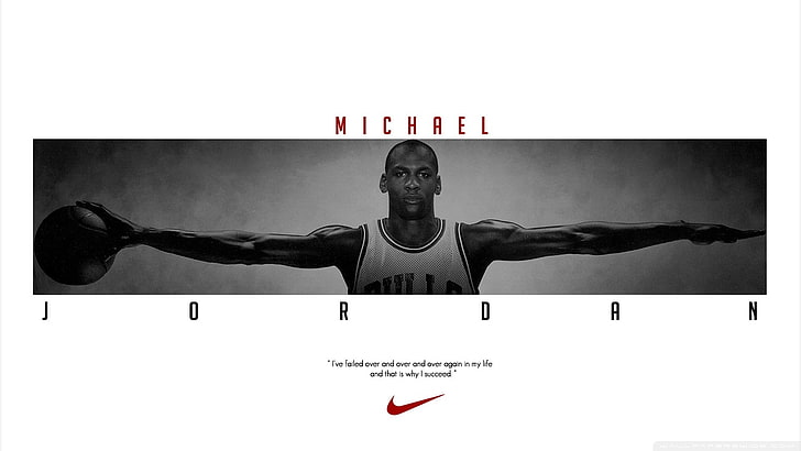 Michael Jordan, quote, white background, typography, Chicago Bulls