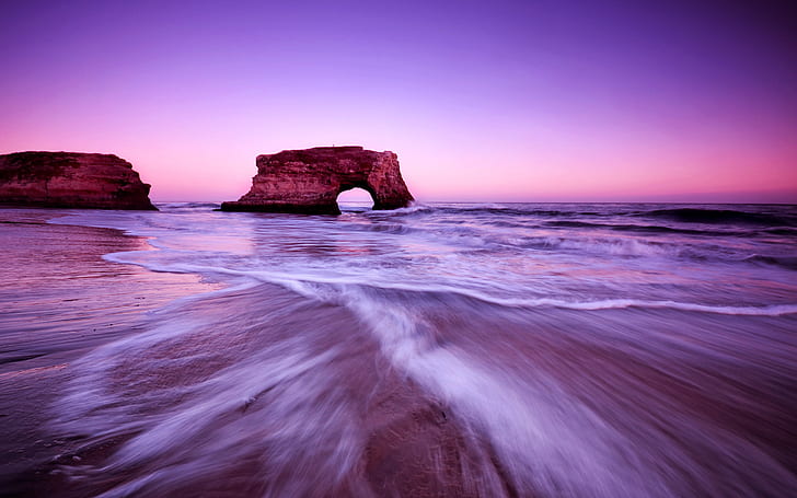 Arch On The Water, beach, california, coastal, landscape, naturalbridgesstatepark, HD wallpaper