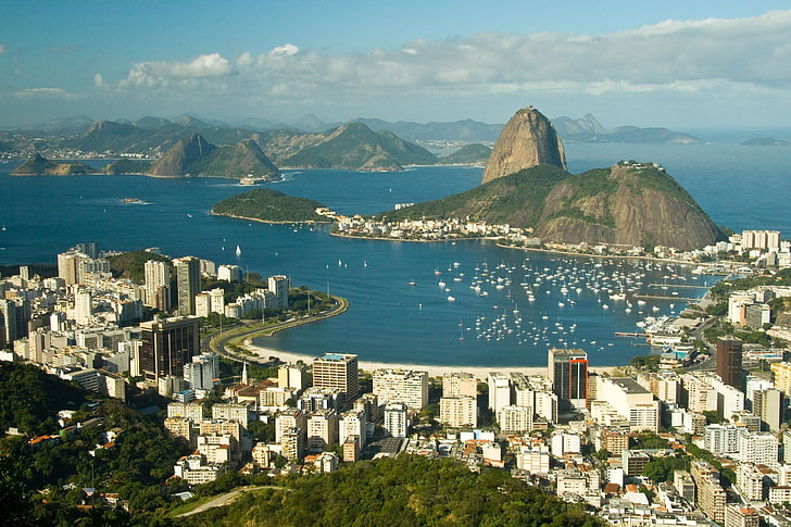 green mountain bike, brazil, building, coast, highlands, rio de Janeiro, HD wallpaper