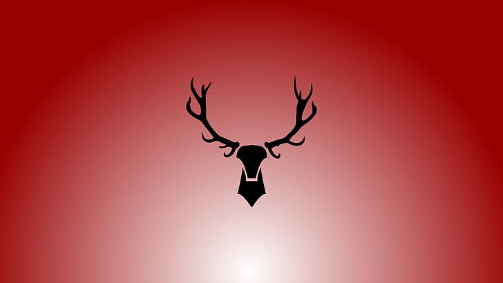 deer, red, minimalism, simple background, animal, animal themes, HD wallpaper