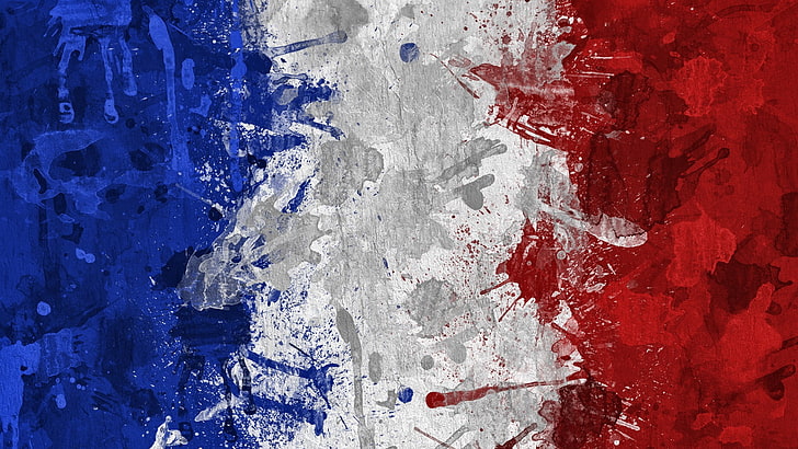 France, blue, white, red, flag, painting, artwork, Flag French