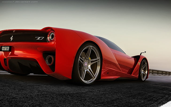 red and black car bed frame, Ferrari, red cars, vehicle, ferrari f70, HD wallpaper