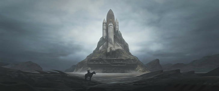 Sci Fi, Post Apocalyptic, Landscape, Space Shuttle, HD wallpaper