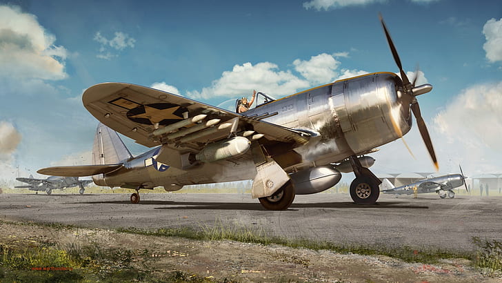 Thunderbolt, UNITED STATES AIR FORCE, fighter-bomber, P-47, HD wallpaper
