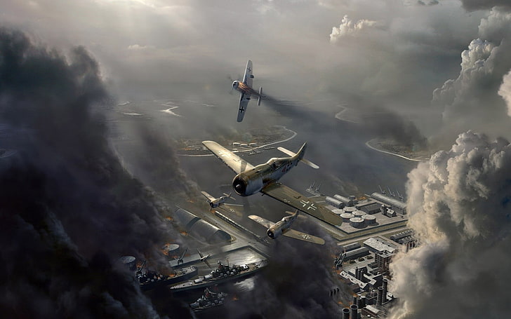 airplane, video games, fw 190, World War II, air vehicle, transportation, HD wallpaper