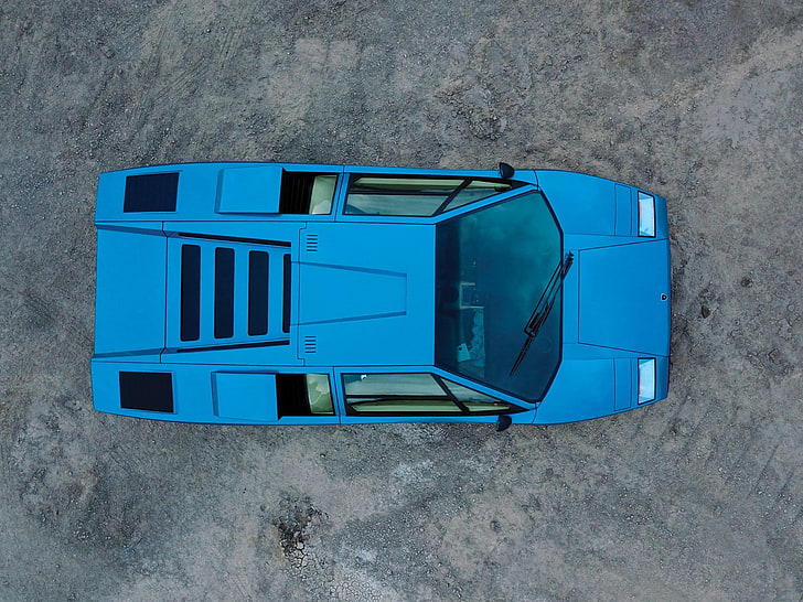 Lamborghini Countach, classic car, blue cars, built structure, HD wallpaper