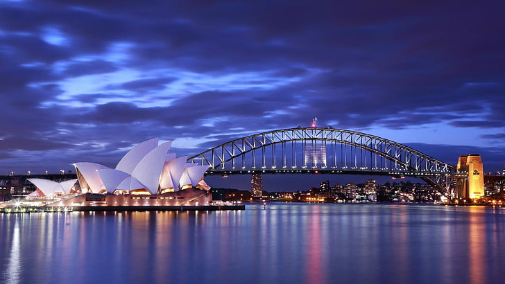 harbour bridge, landmark, cityscape, structure, australia, sky, HD wallpaper