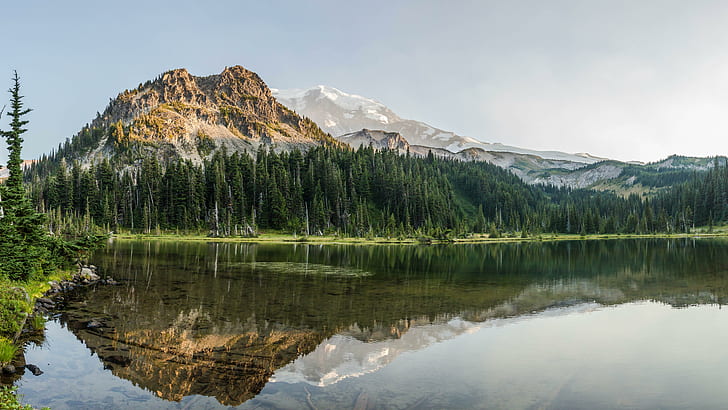 reflection, mountain lake, mineral mountain, national park, HD wallpaper