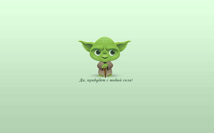 Stars Wars Master Yoda illustration, green, the inscription, minimalism