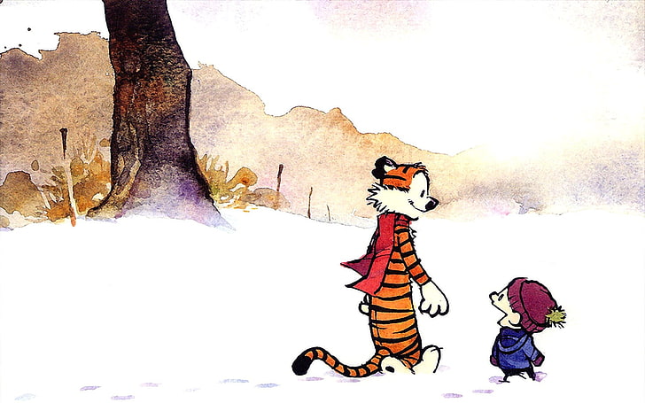 two animal character illustration, Calvin and Hobbes, comics, HD wallpaper