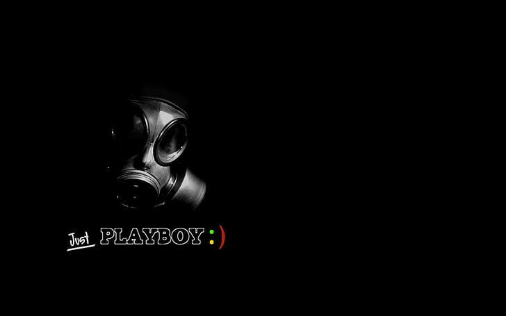 HD wallpaper: black gas mask with text overlay, playboy, just, danger,  pollution | Wallpaper Flare