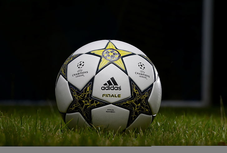 white and black adidas soccer ball, field, grass, lawn, football