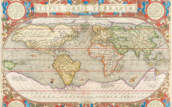 World Map, old maps, Antwerp, 1603, Abraham Ortelius, Abraham Ortelli, HD wallpaper
