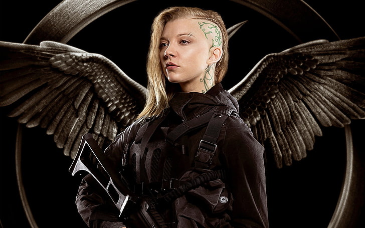 female character with black wings digital walpaper, Hunger Games, HD wallpaper