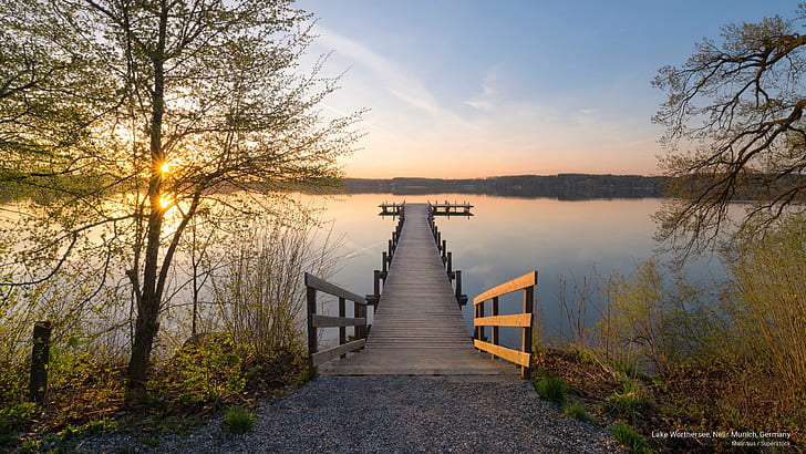 Lake Worthersee, Near Munich, Germany, Sunrises/Sunsets, HD wallpaper