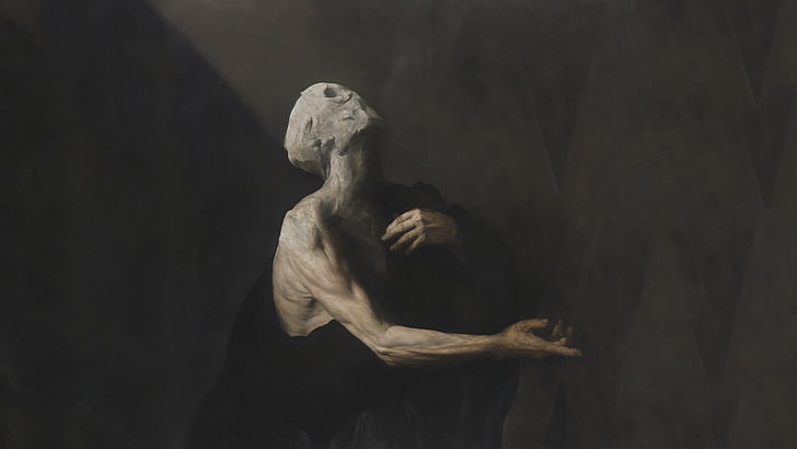 topless man sculpture, artwork, men, death, Nicola Samori, L'Occhio Occidentale, HD wallpaper