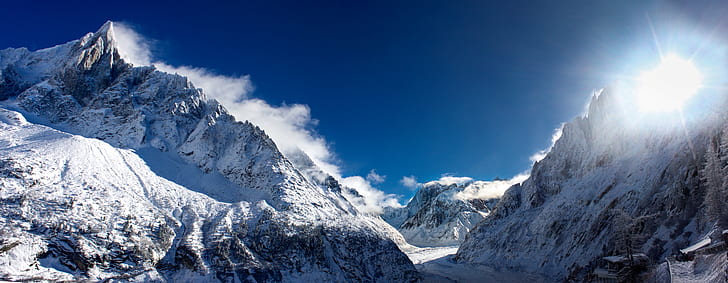 photo of mountain covered with snow, Mer de Glace, BRILLIANT, HD wallpaper