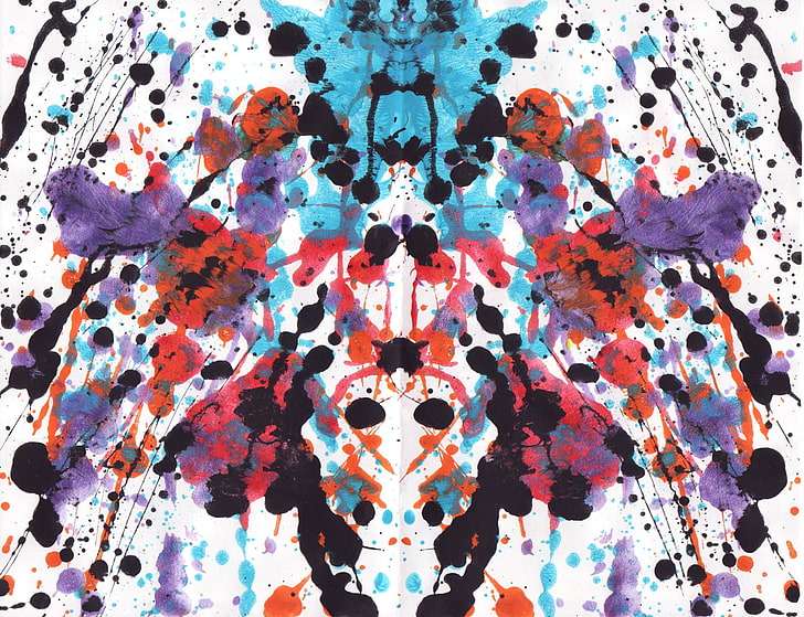 abstract painting, ink, paint splatter, symmetry, Rorschach test, HD wallpaper