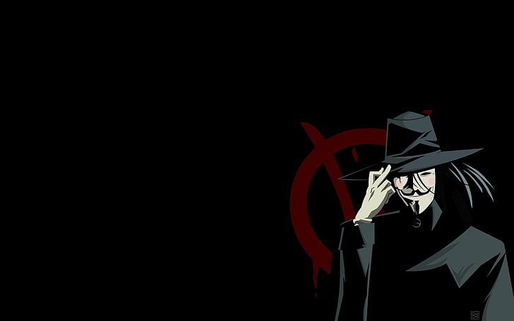 V For Vendetta wallpaper, black, Revenge, witch, halloween, hat