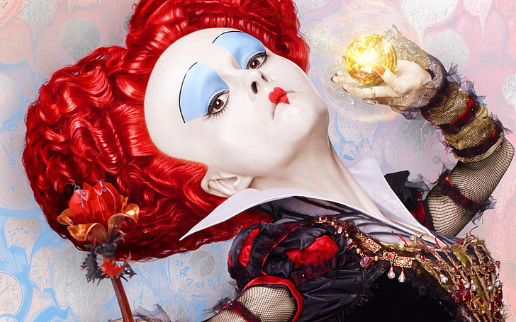 red hair female illustration, alice through the looking glass, HD wallpaper