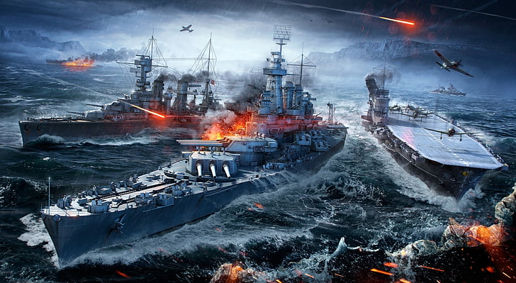 World Of Warships Naval Sea Battle, Battleships wallpaper, Games, HD wallpaper