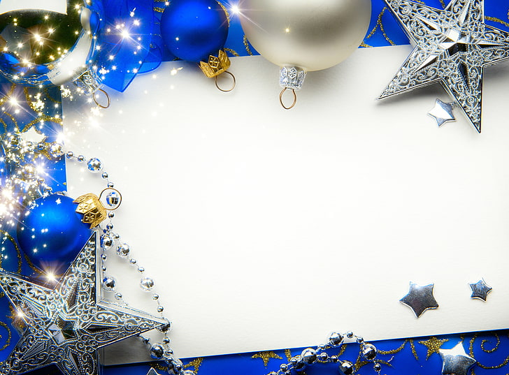 blue Christmas bauble, new year, merry christmas, decoration, HD wallpaper