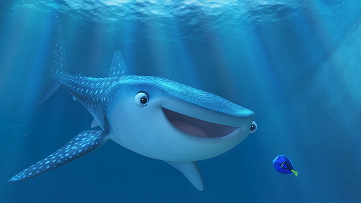 Finding Dory with sperm whale movie scene, nemo, shark, fish