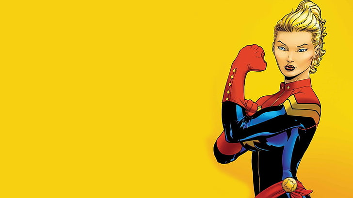 HD wallpaper: yellow haired female character, Captain Marvel, Carol Danvers