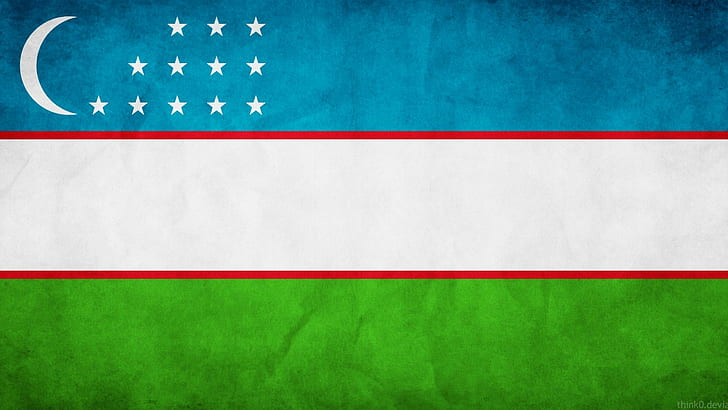 Uzbekistan Flag, moon, stars, 3d and abstract