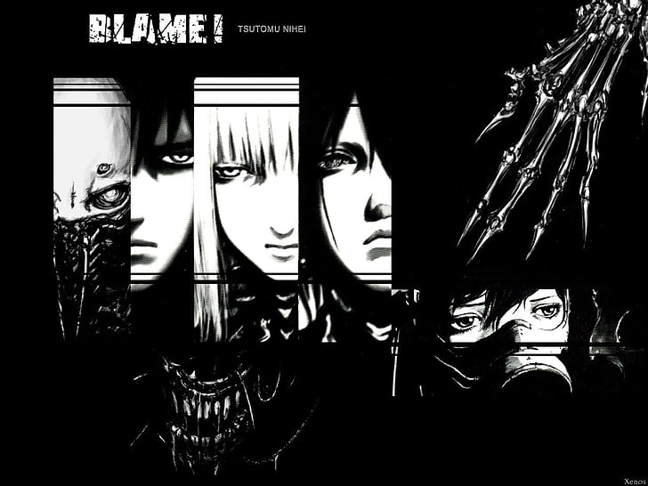 Blame! wallpaper, Tsutomu Nihei, monochrome, no people, text