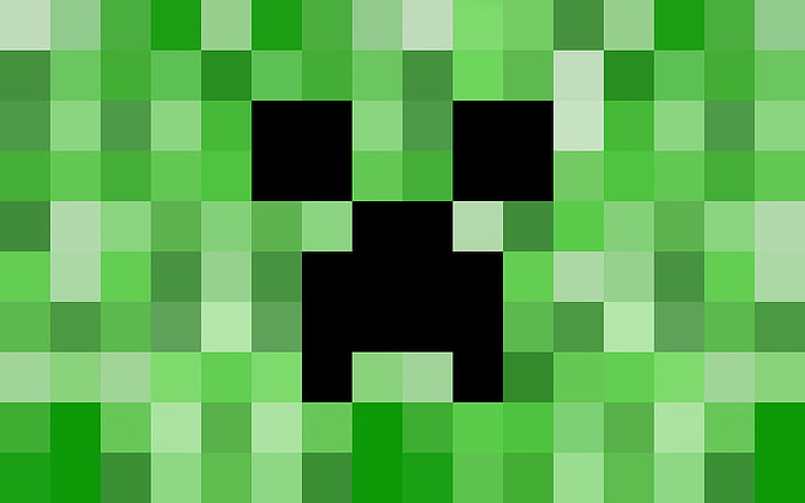 Minecraft Creeper, Mine, Green, Black, White, Video Games, HD wallpaper