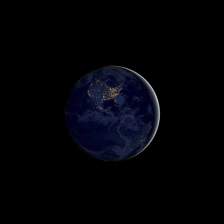photograph of a planet, Earth, Night, iOS 11, iPhone X, iPhone 8, HD wallpaper
