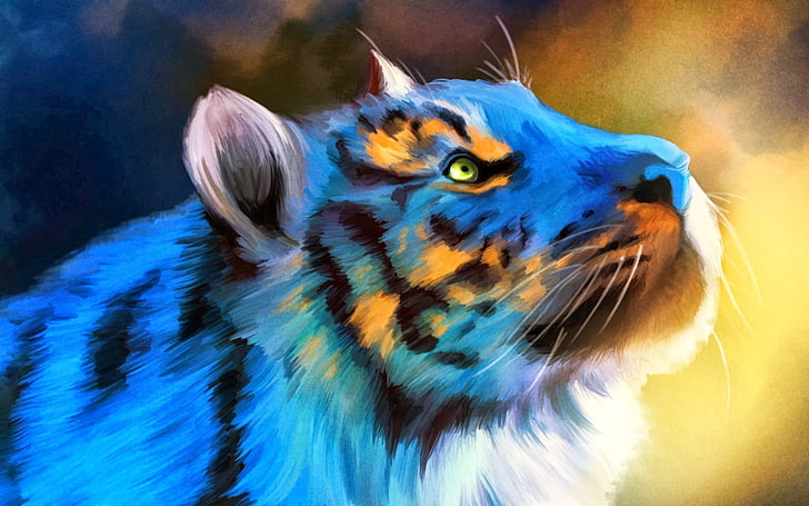 tiger illustration, digital art, animals, animal themes, one animal, HD wallpaper