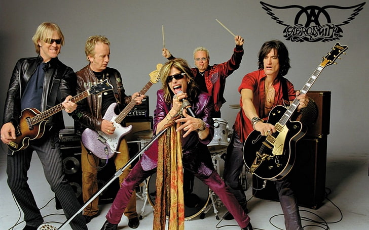 women's assorted clothes, Aerosmith, music, musical instrument, HD wallpaper