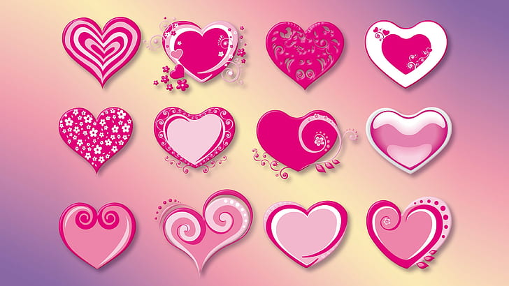 love, heart, Valentine's Day, pink, vector, HD wallpaper