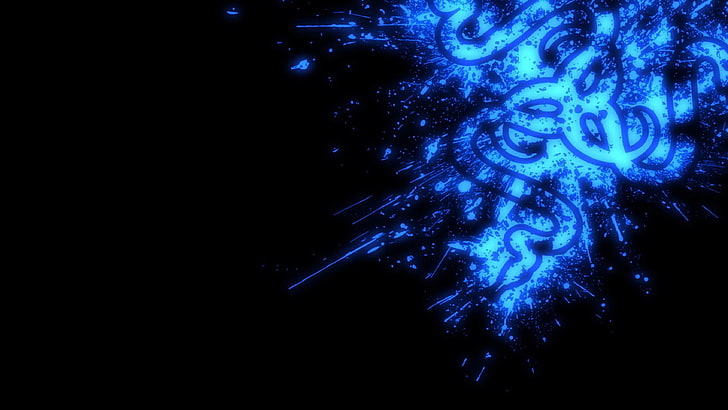 blue neon illustration, Razer, digital art, night, illuminated