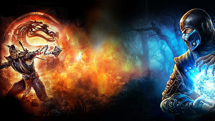 Mortal Kombat Scorpion and Sub-Zero digital wallpaper, game, sub zero