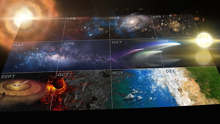 multicolored galaxy calendar wallpaper, Cosmos: A Spacetime Odyssey, HD wallpaper