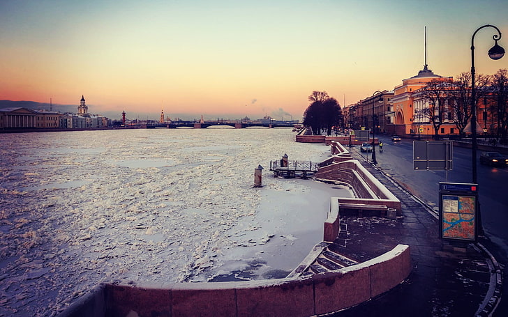 river, winter, cityscape, St. Petersburg, Leningrad, Russia