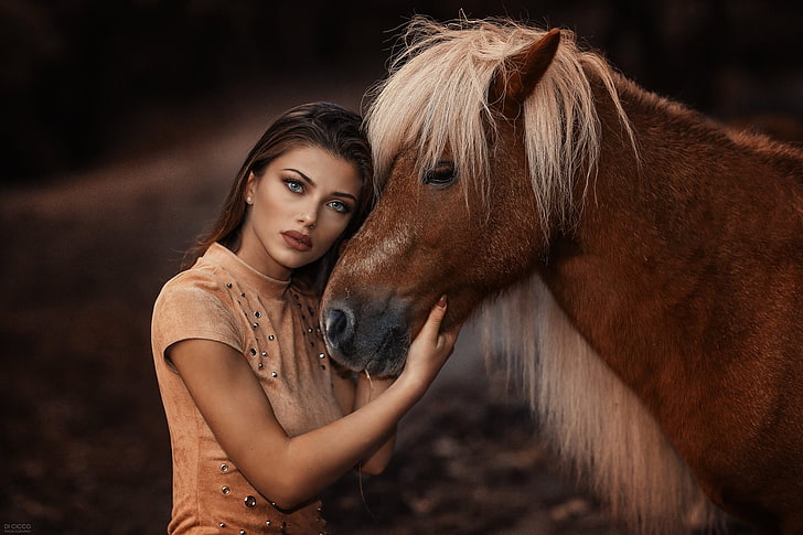 Alessandro Di Cicco, horse, women, model, animals, Margherita Sicignano, HD wallpaper