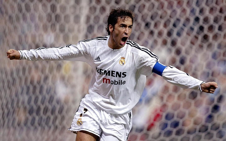 joy, captain, legend, player, goal, the celebration, Raul Gonzalez Blanco, HD wallpaper
